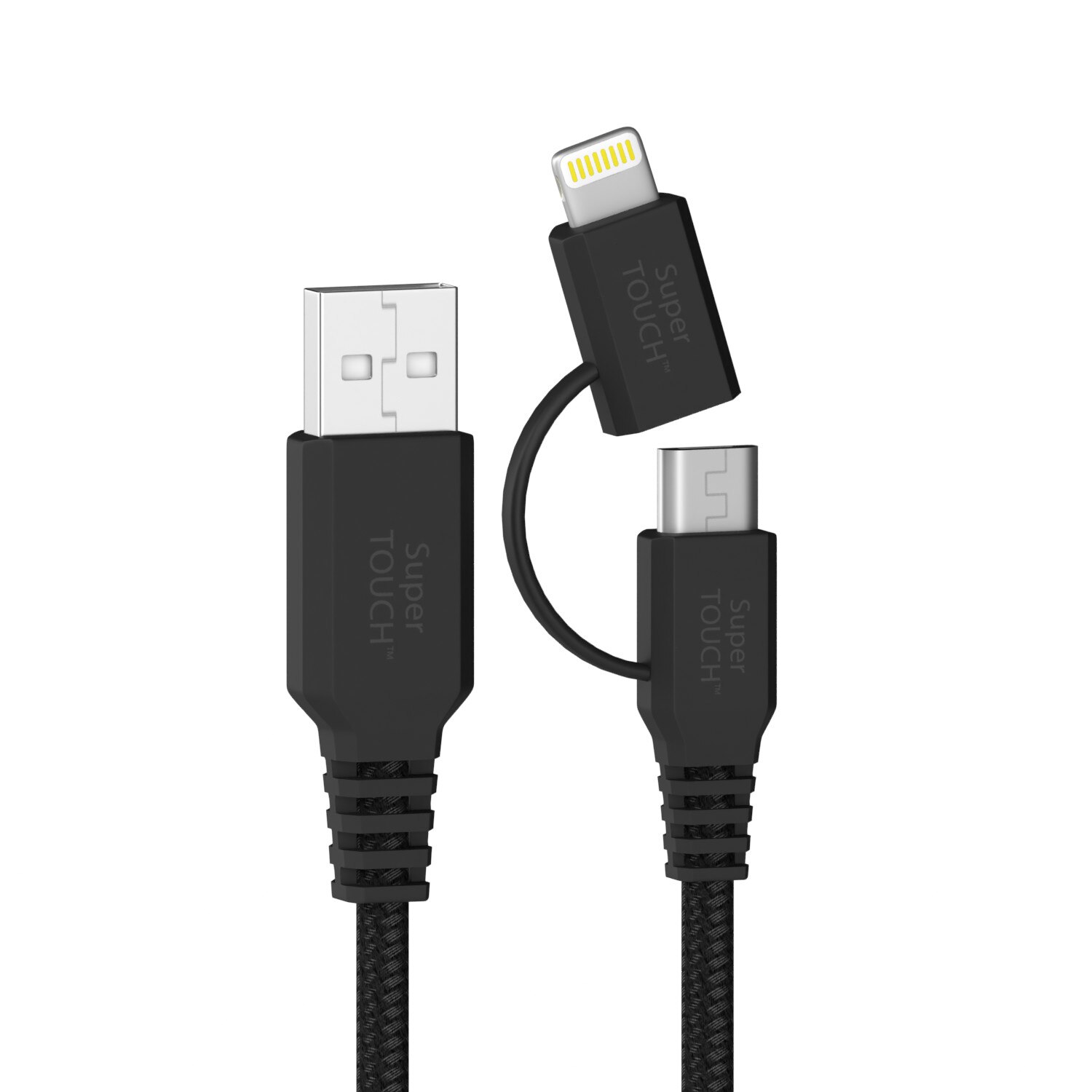 Cablu Lightning & Micro USB 150 cm Super TOUCH, negru