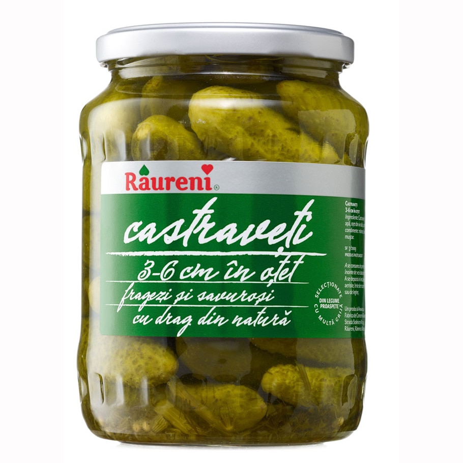 Castraveti extra in otet 3-6 cm Raureni, 680g