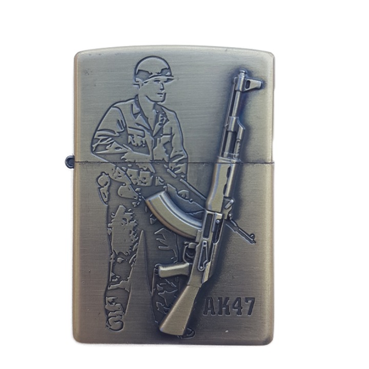 Запалка Zippo, Graveaza iubirea, 3D релеф, метал, пушка AK47 войник