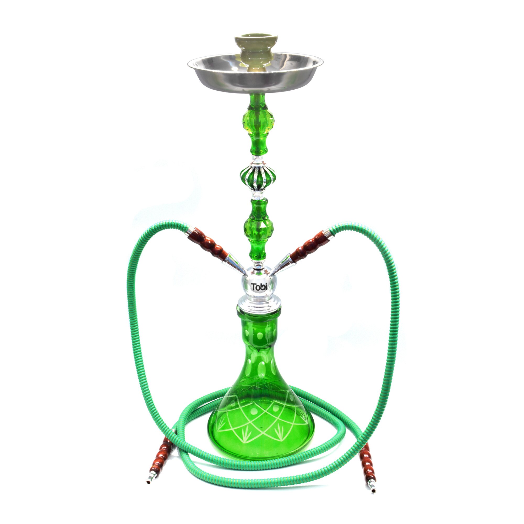 Narghilea Tobi, Tahta, 2 furtunuri, Verde, 72 cm