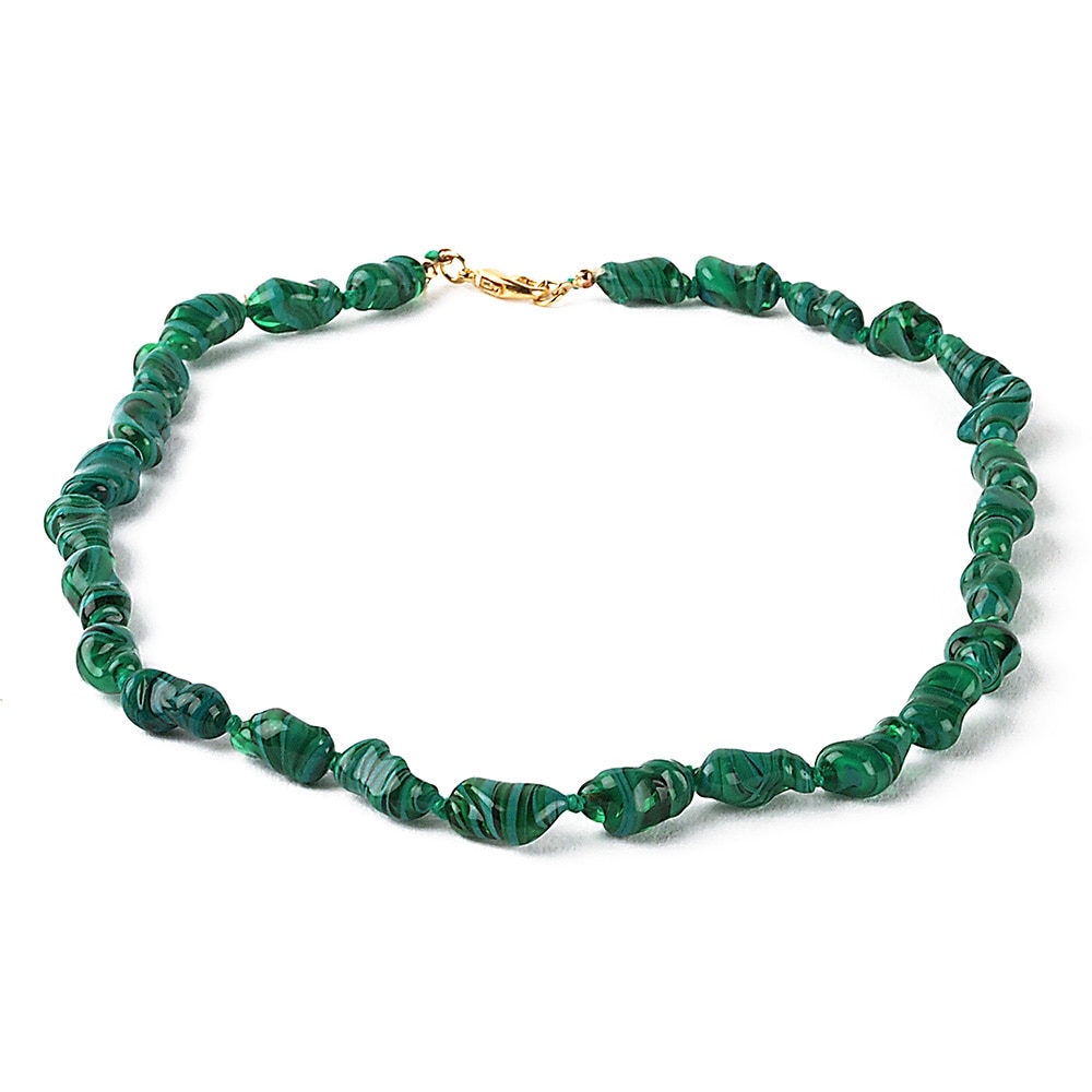 Colier GIUBILEO verde din sticla de Murano, 48 cm, Bijuterii Original Murano