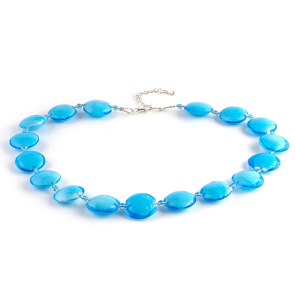 Colier COLOMBA bleu ciel din sticla de Murano, 47 cm, Bijuterii Original Murano