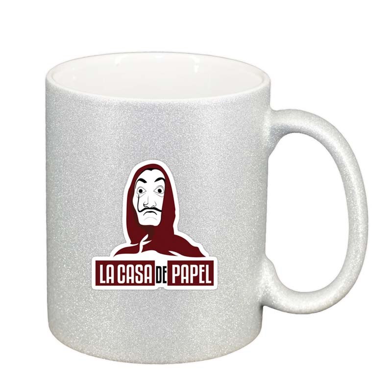 Cana La Casa De Papel, argintiu sidefata glitter, 330ml, D1304