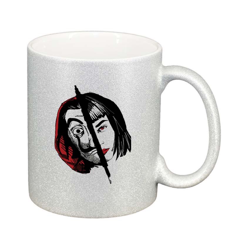 Cana La Casa De Papel, argintiu sidefata glitter, 330ml, D1303