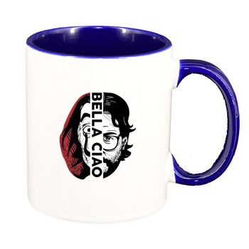 Cana La Casa De Papel, interior albastru inchis, 330ml, D1302 Cana La Casa De Papel, interior albastru inchis, 330ml, D1302