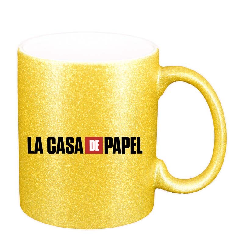 Cana La Casa De Papel, auriu sidefata glitter, 330ml, D1305