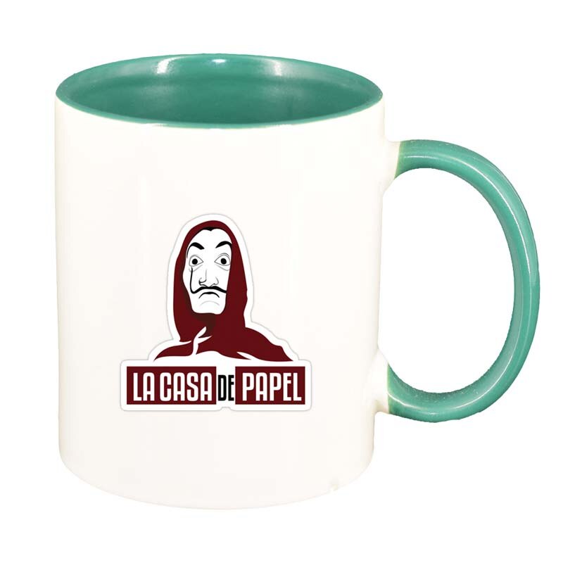 Cana La Casa De Papel, interior verde, 330ml, D1304