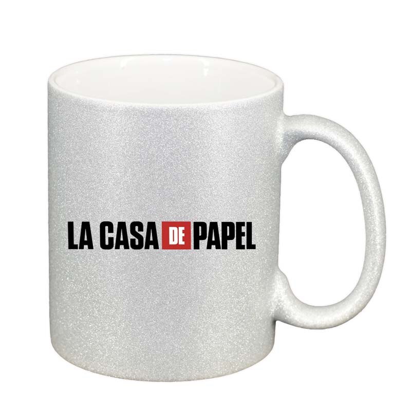 Cana La Casa De Papel, argintiu sidefata glitter, 330ml, D1305