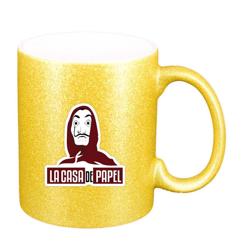 Cana La Casa De Papel, auriu sidefata glitter, 330ml, D1304