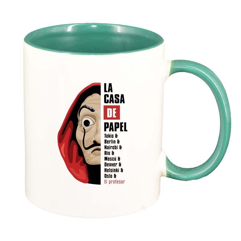 Cana La Casa De Papel, interior verde, 330ml, D1306