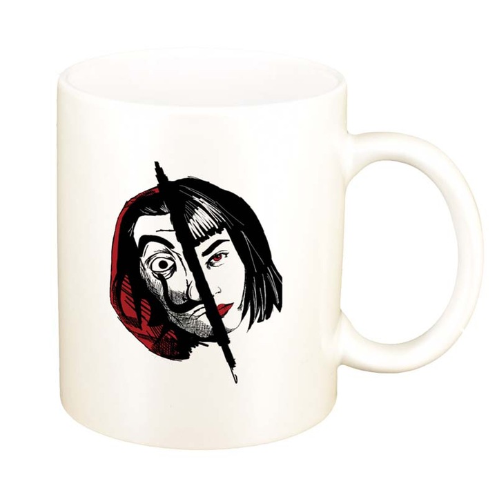 Cana La Casa De Papel, alb sidefata, 330ml, D1303