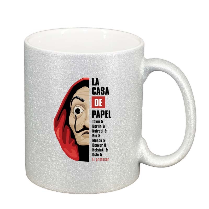 Cana La Casa De Papel, argintiu sidefata glitter, 330ml, D1306