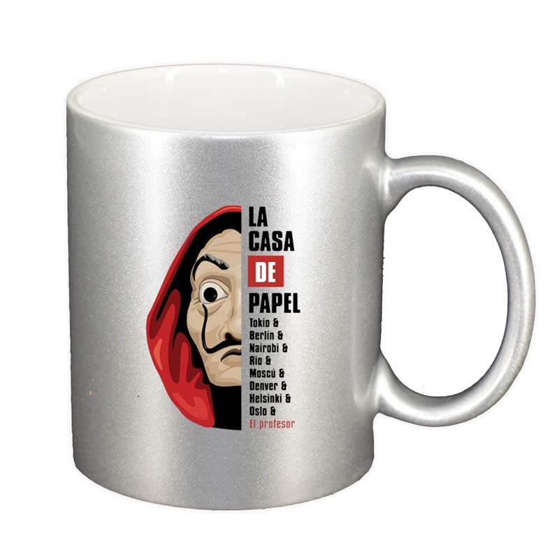 Cana La Casa De Papel, argintiu sidefata, 330ml, D1306