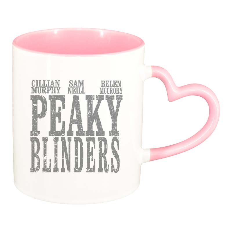Cana Peaky Blinders, interior roz, maner inima, 330ml, D1310