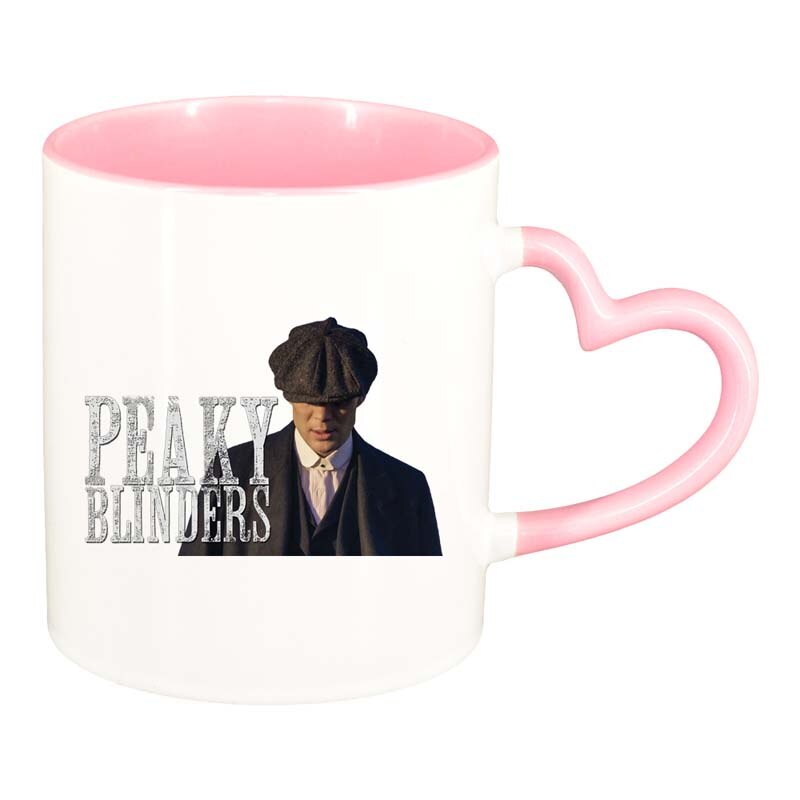 Cana Peaky Blinders, interior roz, maner inima, 330ml, D1309