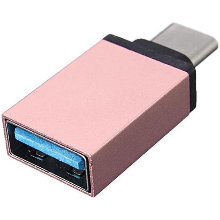 Adaptor Aluminium OTG USB Type C tata la USB 3.0 mama Rose Gold