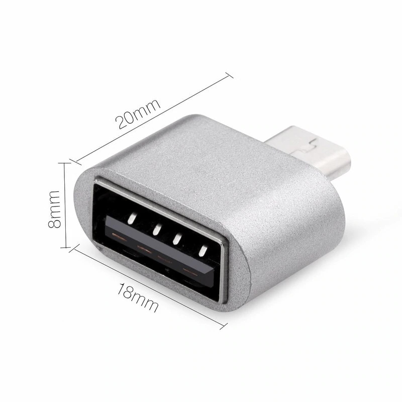 Преходник метален OTG USB Micro USB мъжки към USB женски Сив - eMAG.bg