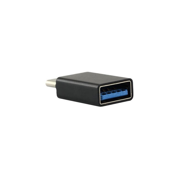 Преходник Алуминиев OTG USB Micro USB мъжки към USB 3.0 женски Черен ...