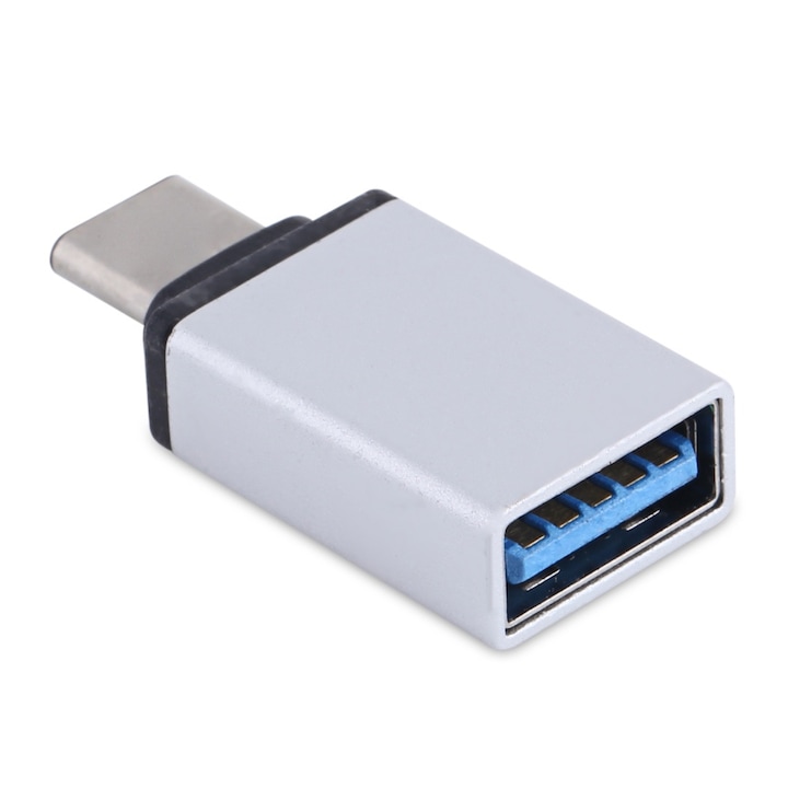 Преходник Premium MTPAluminium OTG USB Type C мъжки към USB 3.0 женски сив