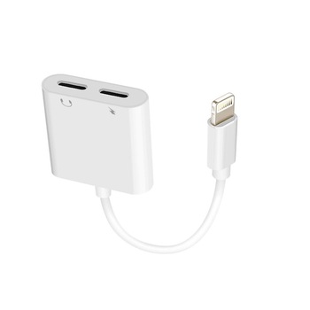 Adaptor Audio+Charging 2in1 MTP, Lightning la 2x Lightning , Spliter, Alb Adaptor Audio+Charging 2in1 MTP, Lightning la 2x Lightning , Spliter, Alb