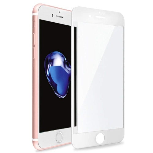 Folie protectie din sticla compatibila cu iPhone 7 / iPhone 8, full cover, full glue, lipici pe tot ecranul, alb, PlanetPhone
