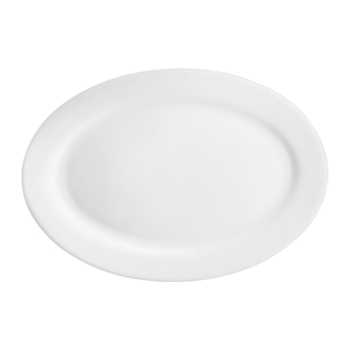 Platou oval 30x21cm, portelan alb, DOMOTTI Basic White