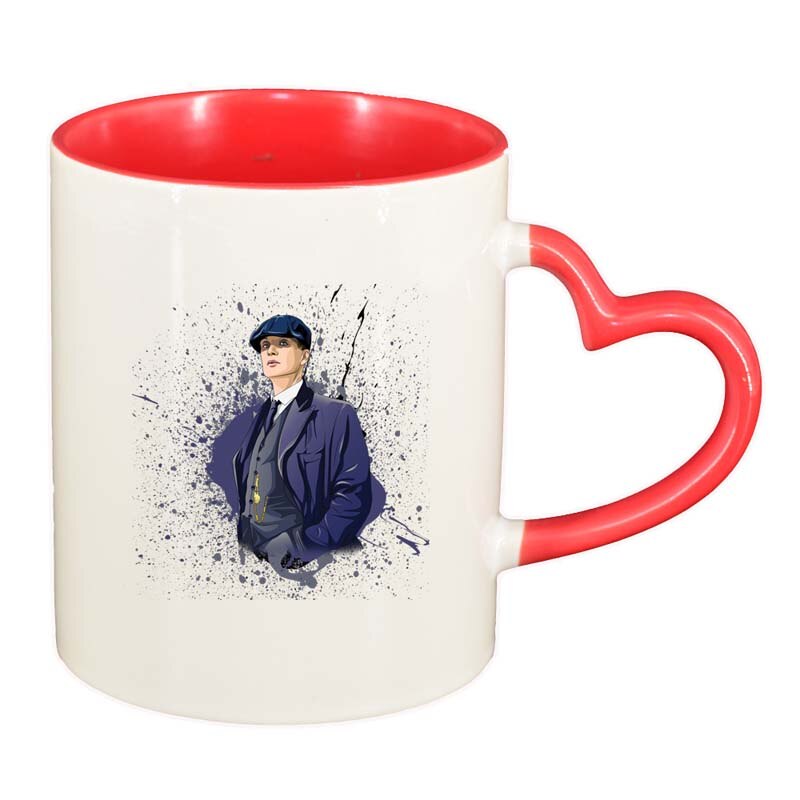 Cana Peaky Blinders, interior rosu, maner inima, 330ml, D1308