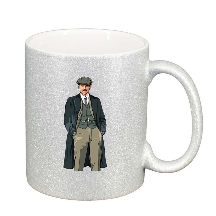 Peaky Blinders bögre, ezüst gyöngy csillámos, 330ml, D1307