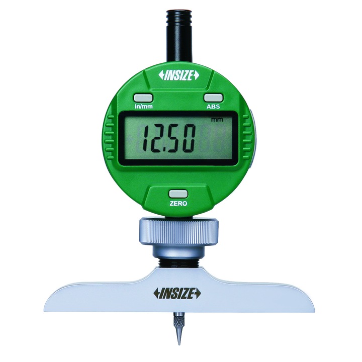 Dispozitiv digital de masurare adancime Insize, Cu 6 tije de extensie, Diametru baza 101.5x17mm, 0-300mm/0-12"