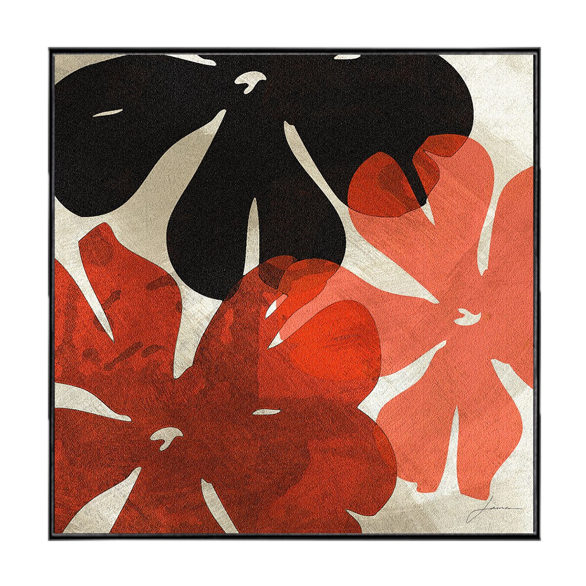 Tablou Canvas Inramat - Canbox - Abstract, Flori, Rama Neagra, 60 x 60 cm