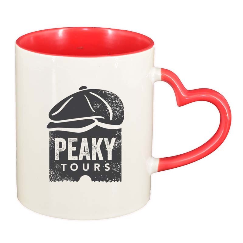 Cana Peaky Blinders, interior rosu, maner inima, 330ml, D1311