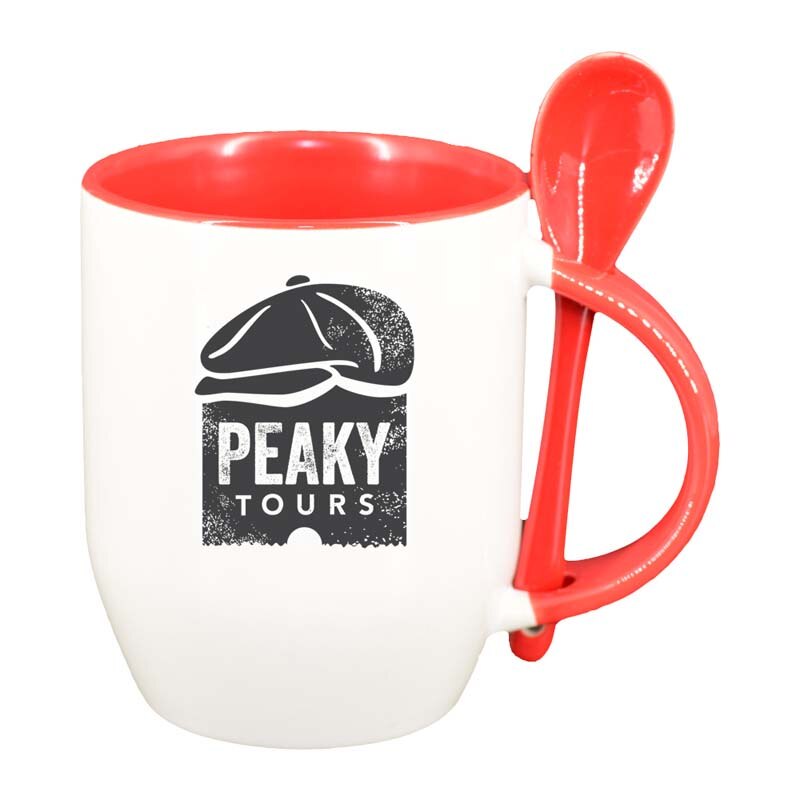 Cana Peaky Blinders cu lingurita, interior rosu, 330ml, D1311