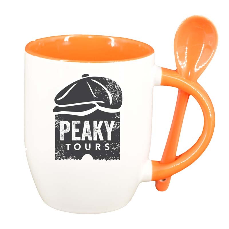 Cana Peaky Blinders cu lingurita, interior portocaliu, 330ml, D1311