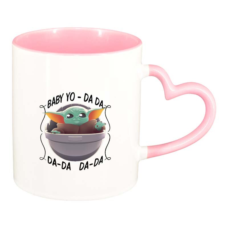 Cana Star Wars, Baby Yoda, interior roz, maner inima, 330ml, D1320