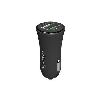 Incarcator auto Quick Charger 3.0 Super TOUCH, negru Incarcator auto Quick Charger 3.0 Super TOUCH, negru