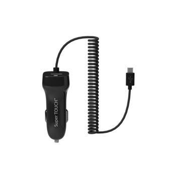 Incarcator auto cablu Micro USB 1 m + 1 USB Super TOUCH, negru Incarcator auto cablu Micro USB 1 m + 1 USB Super TOUCH, negru