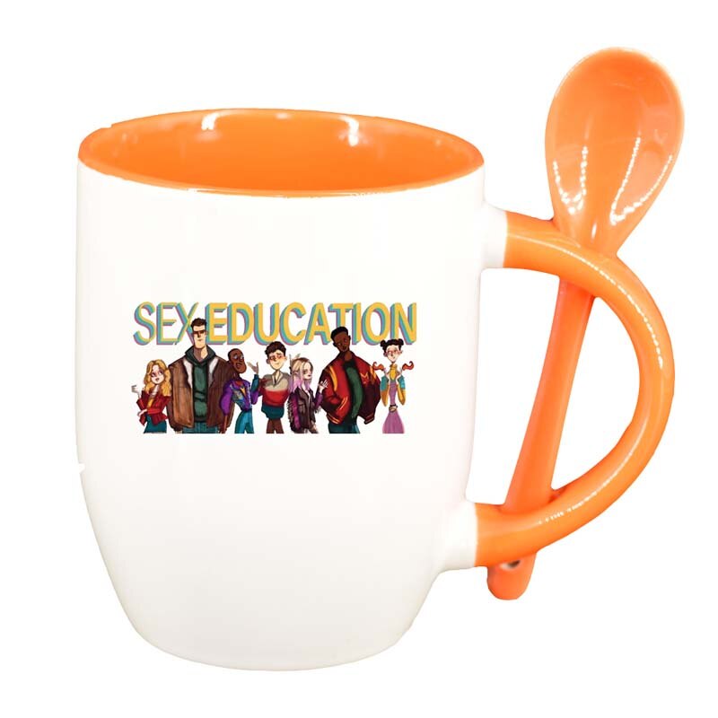 Cana Sex Education, Movie cu lingurita, interior portocaliu, 330ml, D1332