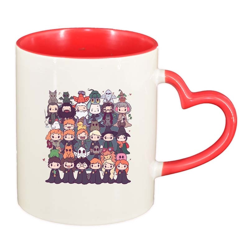 Cana Harry Potter, interior rosu, maner inima, 330ml, D1335