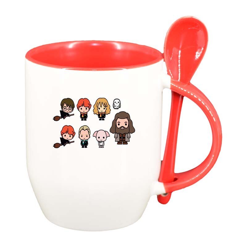 Cana Harry Potter cu lingurita, interior rosu, 330ml, D1336