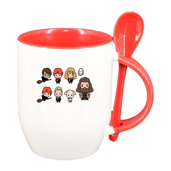 Cana Harry Potter cu lingurita, interior rosu, 330ml, D1336 Cana Harry Potter cu lingurita, interior rosu, 330ml, D1336