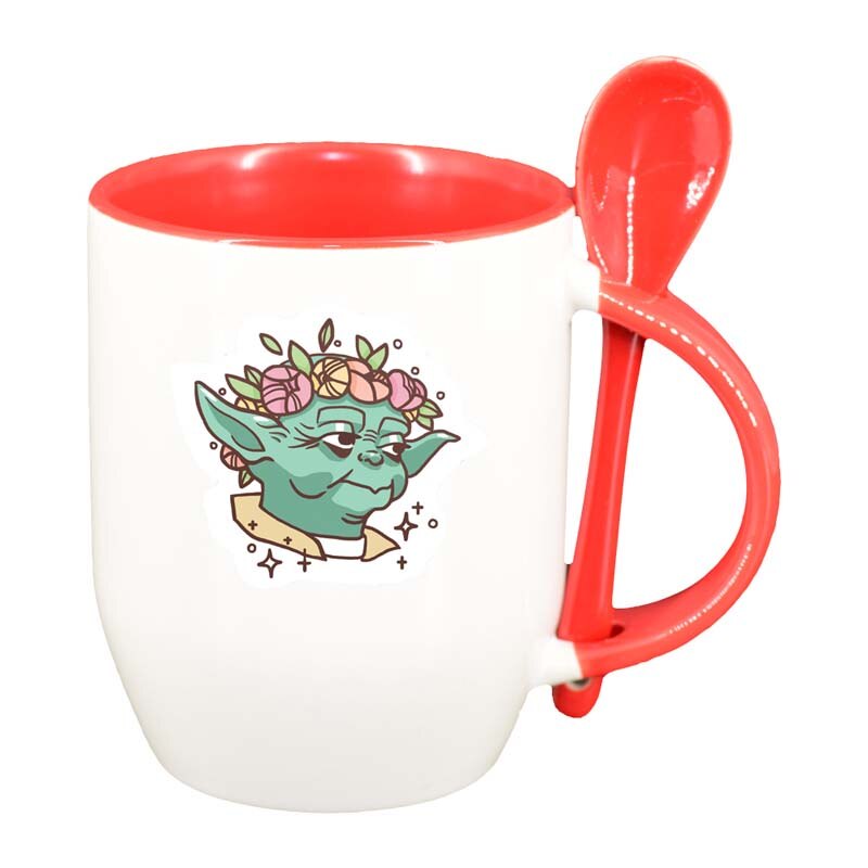 Cana Star Wars, Yoda cu lingurita, interior rosu, 330ml, D1326