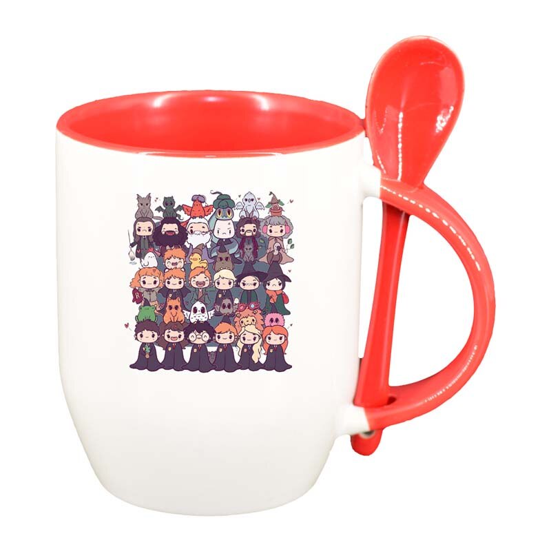 Cana Harry Potter cu lingurita, interior rosu, 330ml, D1335