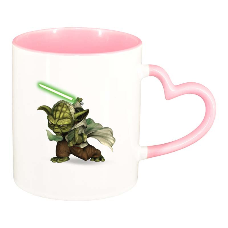 Cana Star Wars, Yoda, interior roz, maner inima, 330ml, D1324