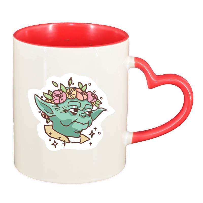 Cana Star Wars, Yoda, interior rosu, maner inima, 330ml, D1326