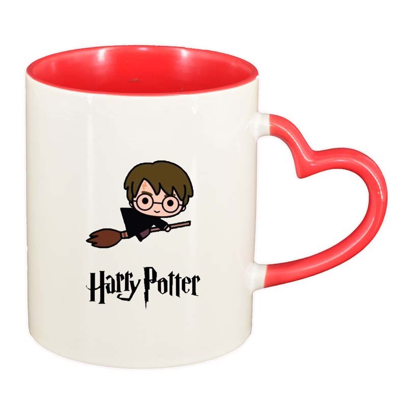 Cana Harry Potter, interior rosu, maner inima, 330ml, D1337