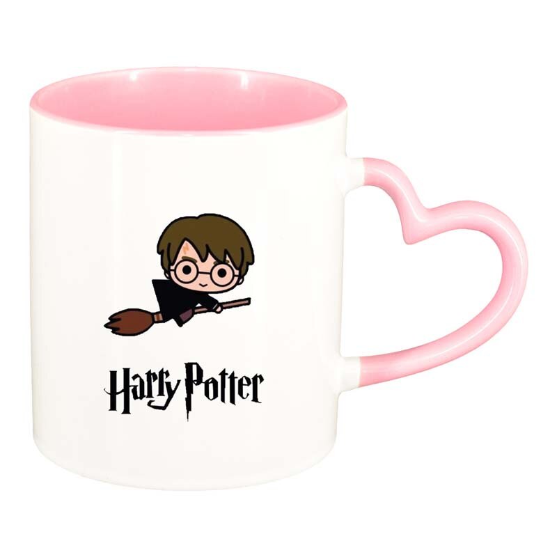 Cana Harry Potter, interior roz, maner inima, 330ml, D1337