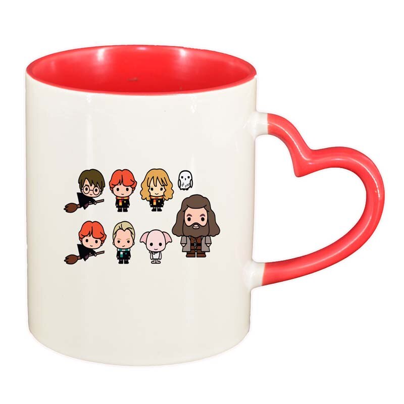 Cana Harry Potter, interior rosu, maner inima, 330ml, D1336