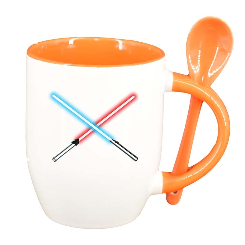 Cana Star Wars, Laser Sword cu lingurita, interior portocaliu, 330ml, D1327