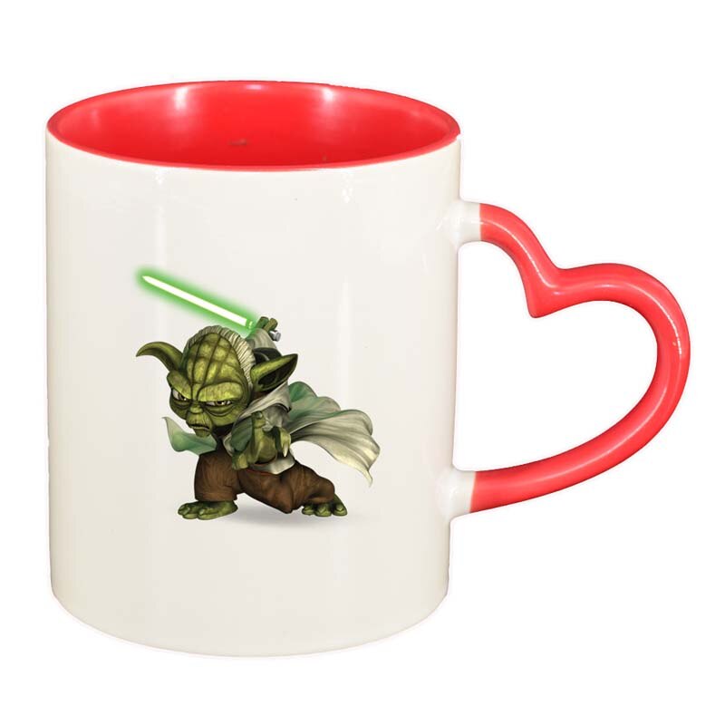 Cana Star Wars, Yoda, interior rosu, maner inima, 330ml, D1324
