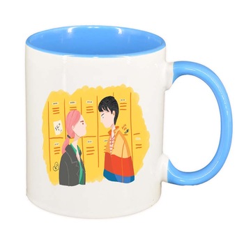 Cana Sex Education, Movie, interior albastru, 330ml, D1328 Cana Sex Education, Movie, interior albastru, 330ml, D1328